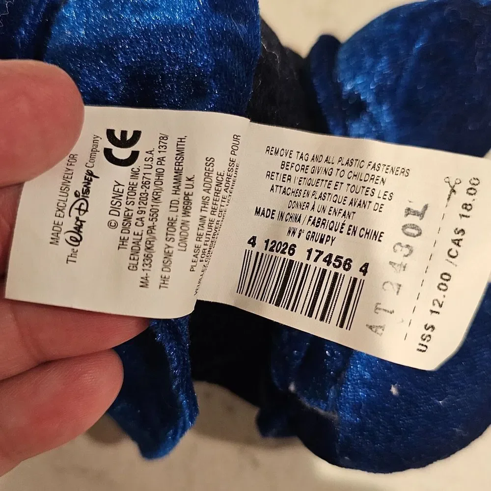 Disney Store Grumpy Hanukkah Beanie Plush Snow‎ White and the Seven Dwarfs